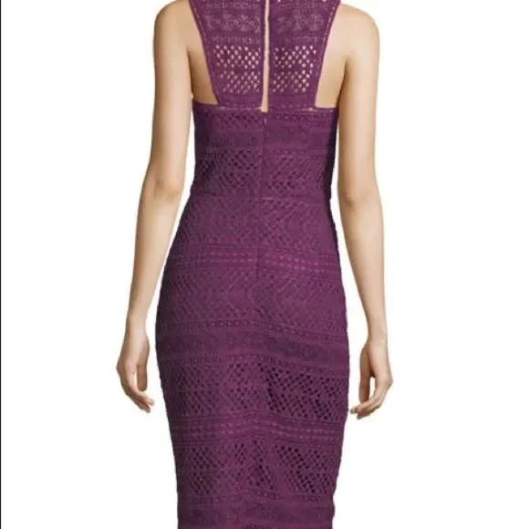 Trina Turk High Neck Lace Sheath Dress Plum 12 NWT - Picture 2 of 13